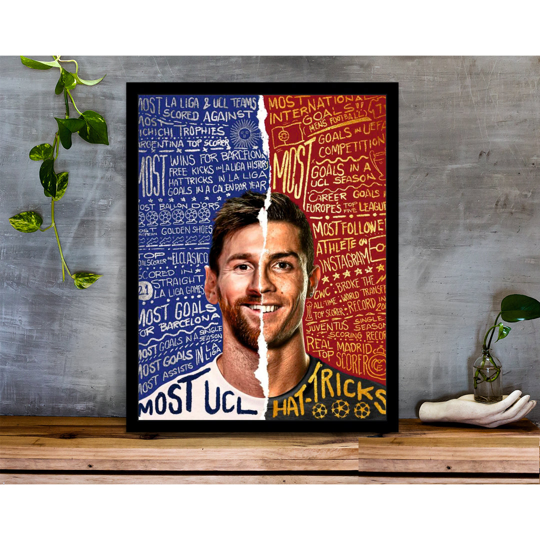 MESSI RONALDO FACE - WALL ART